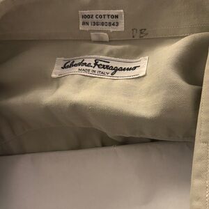 Salvatore Ferragamo Light Green Cotton long sleeve shirt. neck size 16. Vintage